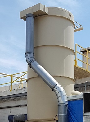 Nordfab QF Ducting installed on the outside of an industrial plant.