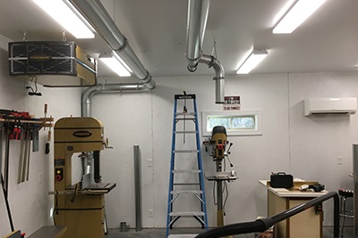 A Nordfab ducting system being used for the collection of wood dust